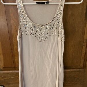 Apt. 9 Cream Sequin Tank Top